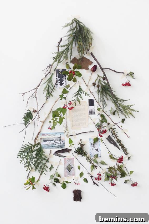 Alternative Christmas tree made from found natural elements