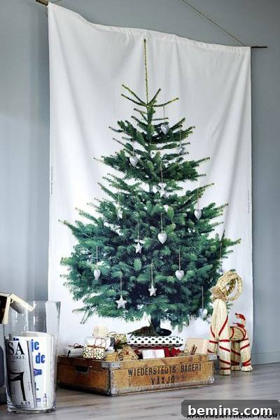 Fabric Christmas tree hanging on a wall