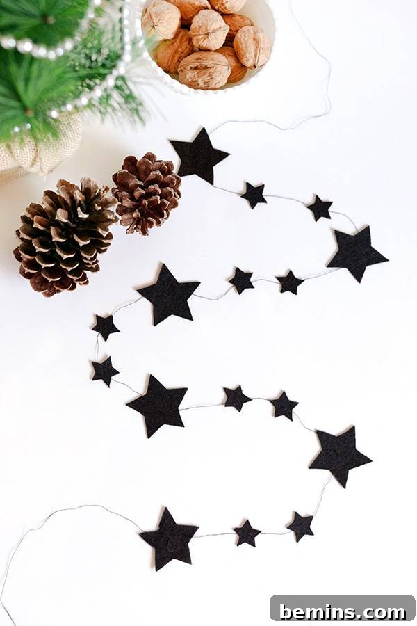 Close-up of Festive Star and Moon Garland Decorations