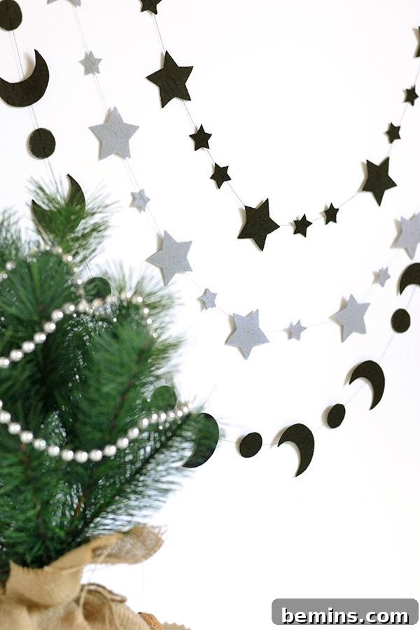 Easy DIY Felt Garland Tutorial: Create Festive Star and Moon Decorations
