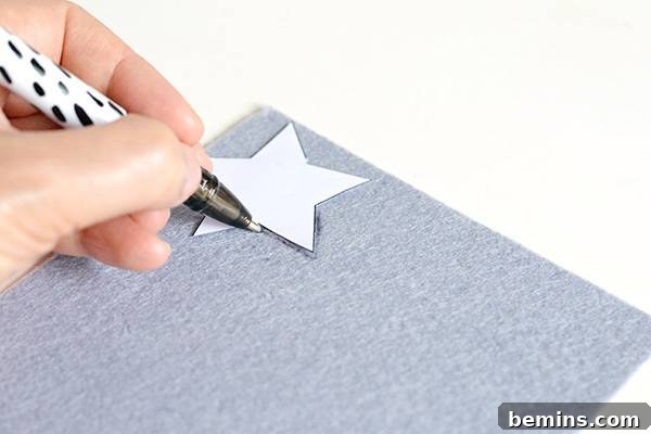 Cutting Out Felt Shapes for a Handmade Star and Moon Garland