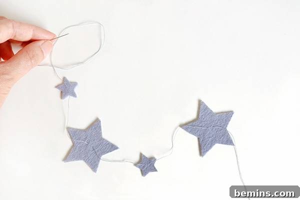DIY Felt Garland in Progress: Adding More Shapes