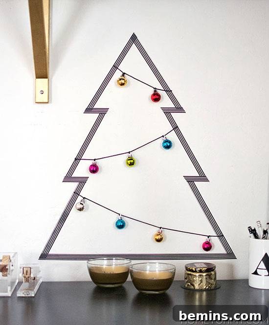 Budget-Friendly Christmas Trees: 11 Creative Alternatives 5 Christmas Tree Wall Hanging with Washi Tape