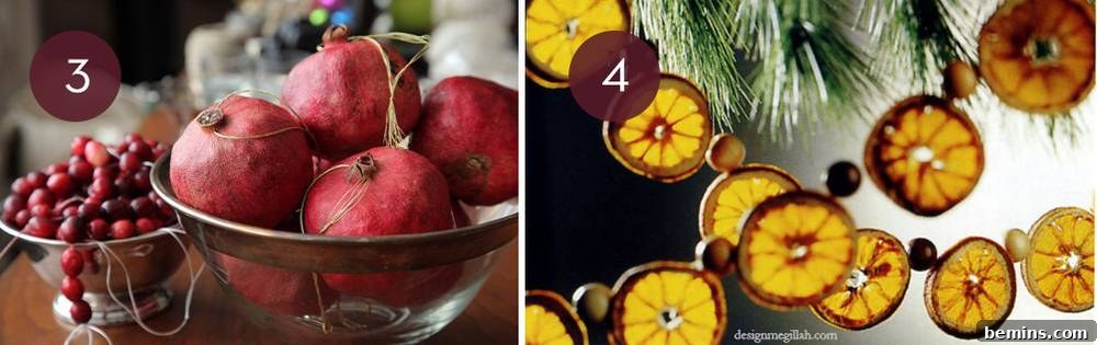 Cranberry Garland and Pomegranate Ornaments: Natural Christmas Decor