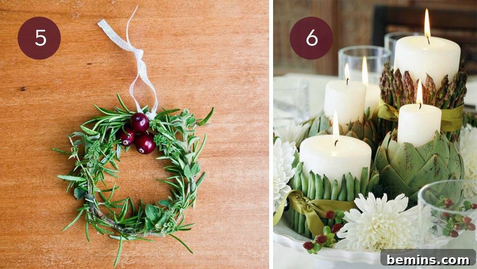 Mini Holiday Herb Wreaths: Aromatic Place Settings