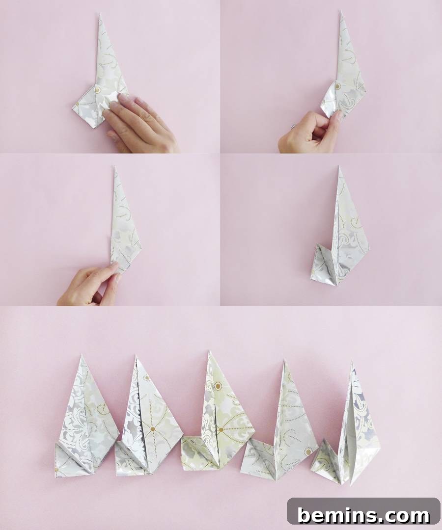 Detailed steps for folding origami star points
