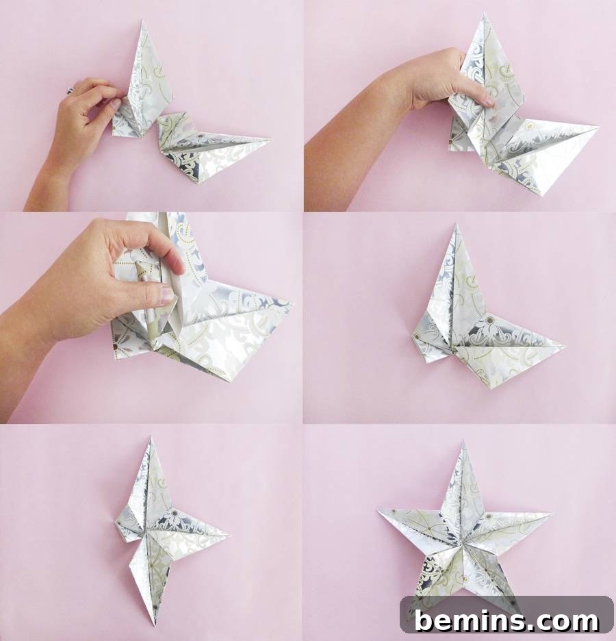 Assembling the origami star points