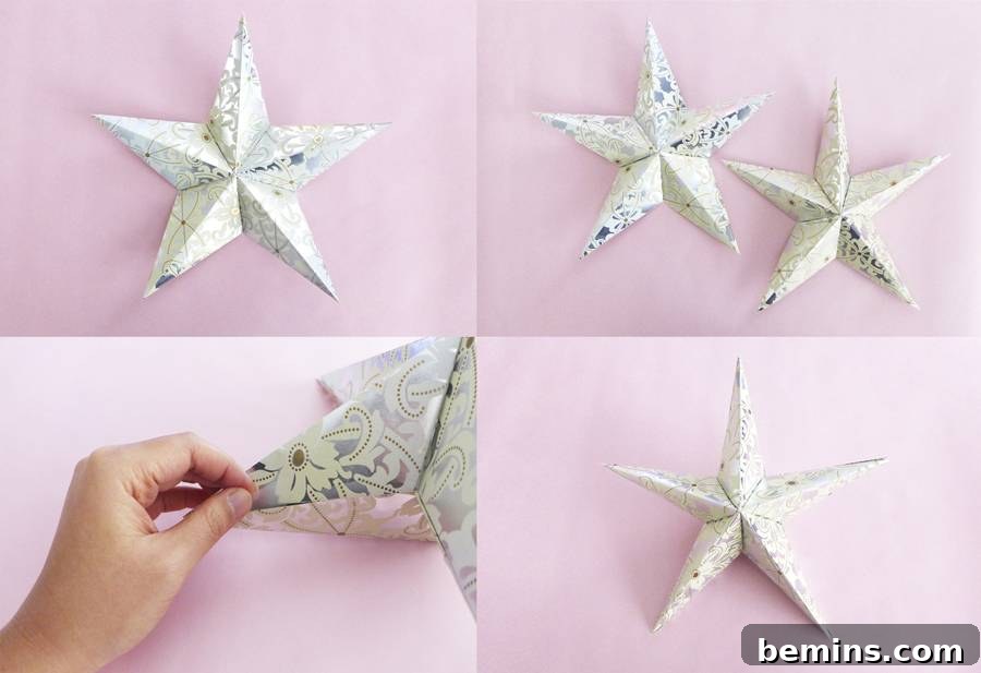 Reinforcing an origami star with tape