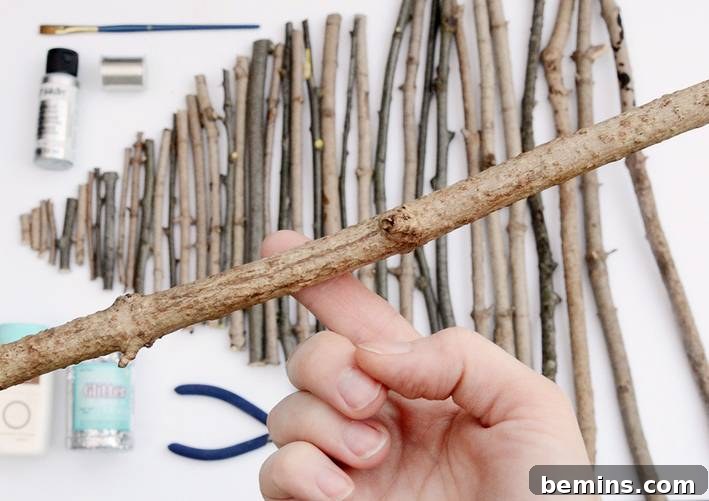 Drying the Painted and Glittered Twigs: Patience is Key