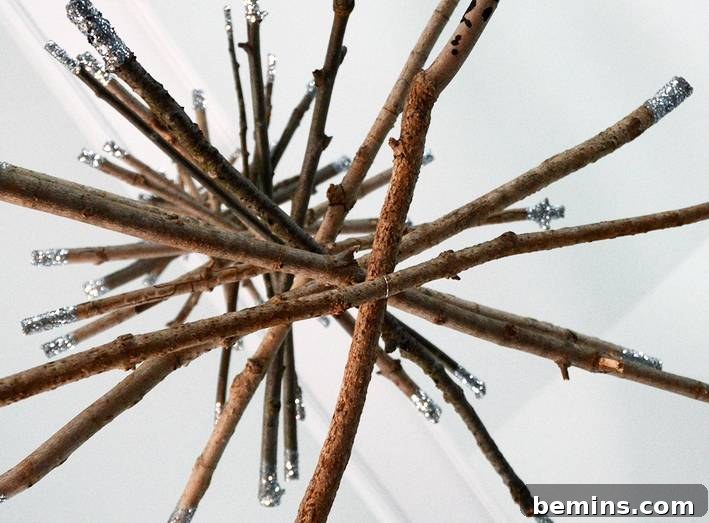 Finished Hanging Twig Christmas Tree: A Rustic and Festive Decoration