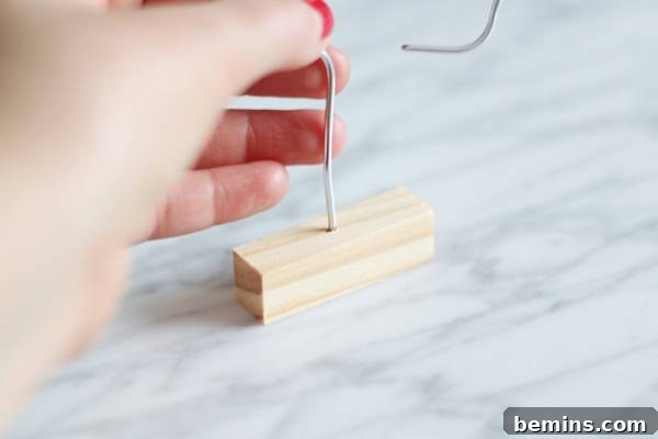 Crafting Contemporary Wire Tabletop Trees 8 Inserting Wire into Wooden Base