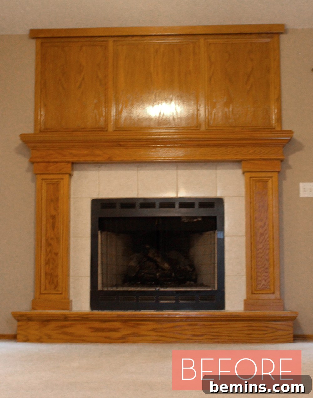 Oak Veneer Hearth: From Dated to Dazzling 2 Oak Fireplace Makeover