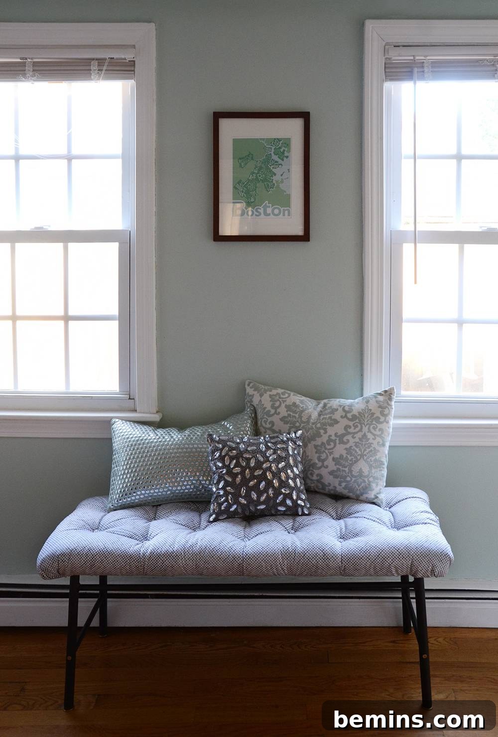 Finished IKEA Hack Upholstered Bench