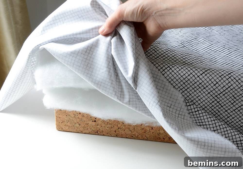 Preparing the batting for the IKEA bench upholstery