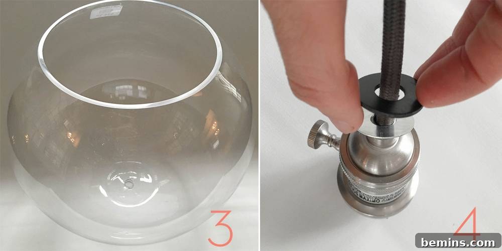 Glass Bowl Sphere Chandelier Socket Preparation