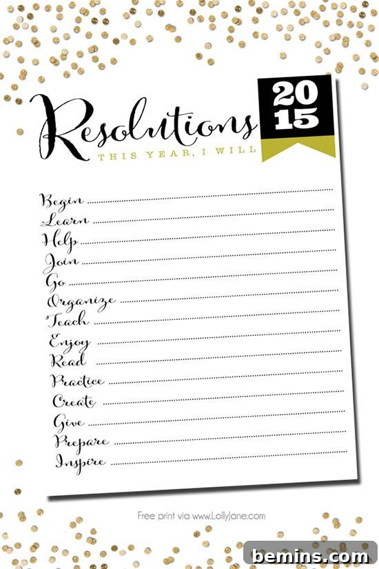 Lolly Jane New Year's Resolution Printable