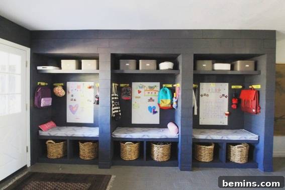 Wall of mudroom turned into a closet.