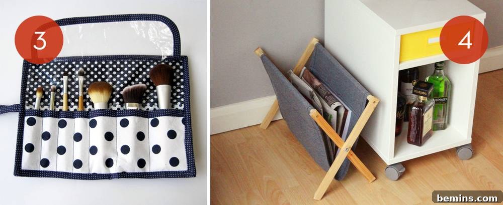 Roll-up fabric brush organizer