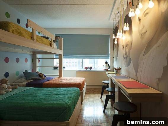 Shared Kids Room with Creative Bed Placement