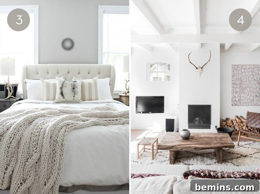 A cozy bed with grayish-beige accents