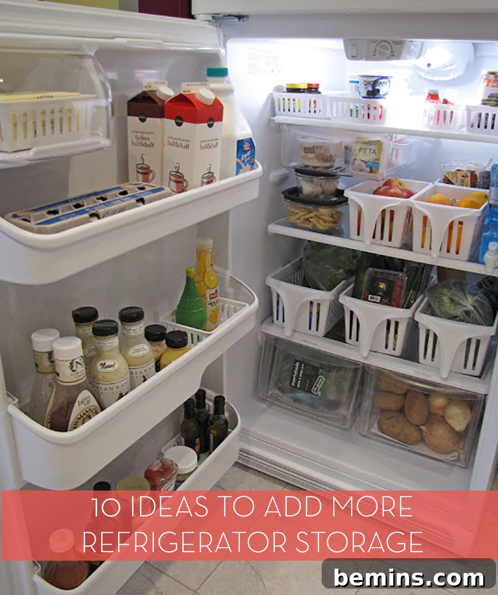 Well-organized refrigerator filled with fresh produce and condiments