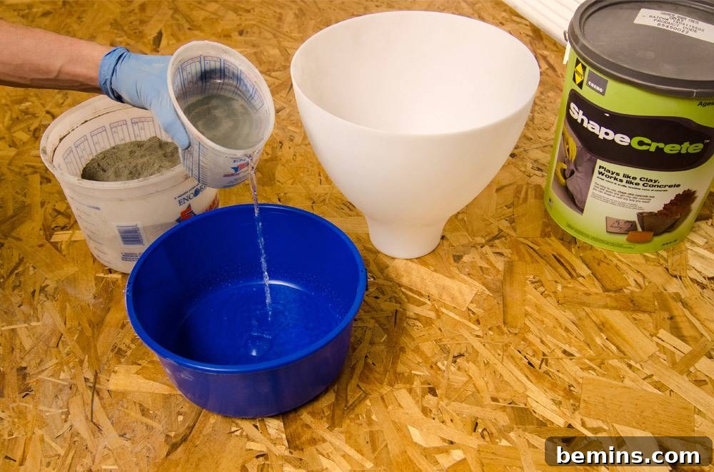 IKEA Upgrade: Crafting a Chic Concrete Pendant Light 3 Mixing ShapeCrete with water