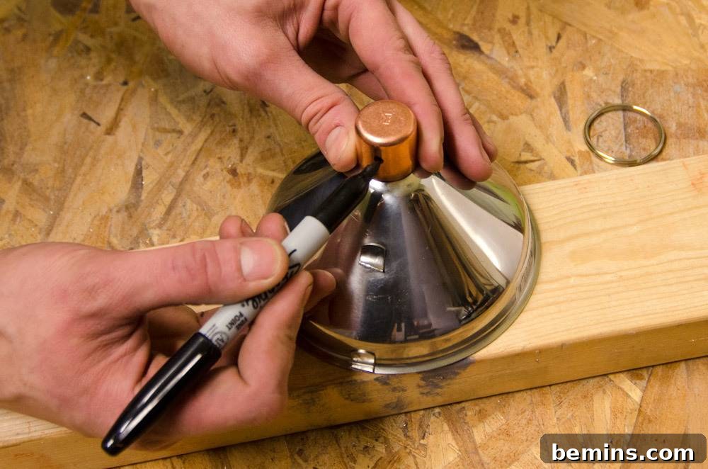 IKEA Upgrade: Crafting a Chic Concrete Pendant Light 22 Marking a silver object