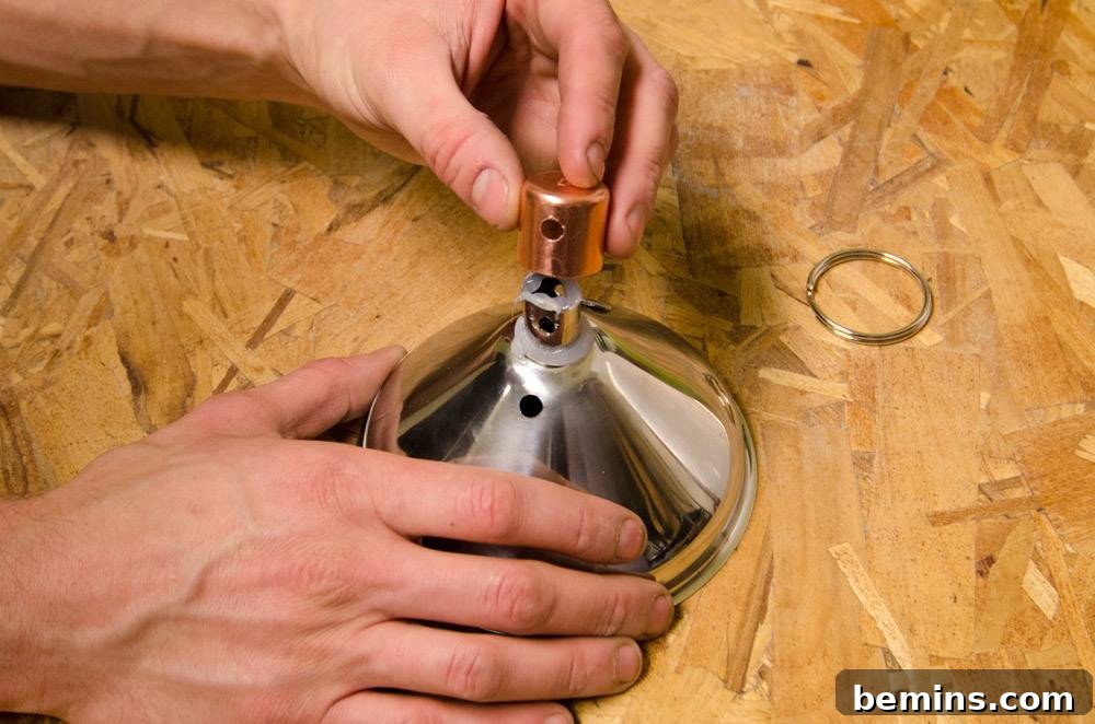 IKEA Upgrade: Crafting a Chic Concrete Pendant Light 25 Attaching the copper cap