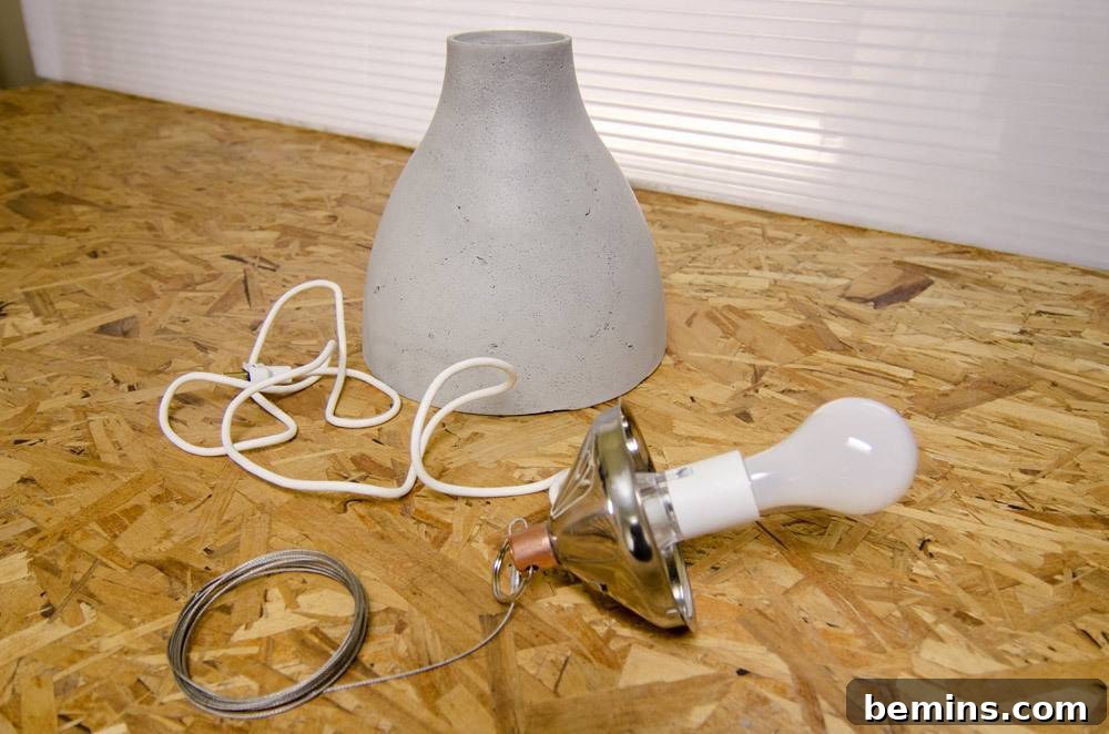 IKEA Upgrade: Crafting a Chic Concrete Pendant Light 29 Wiring the lamp