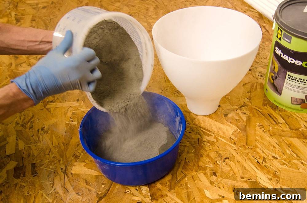 IKEA Upgrade: Crafting a Chic Concrete Pendant Light 4 Pouring ShapeCrete into water