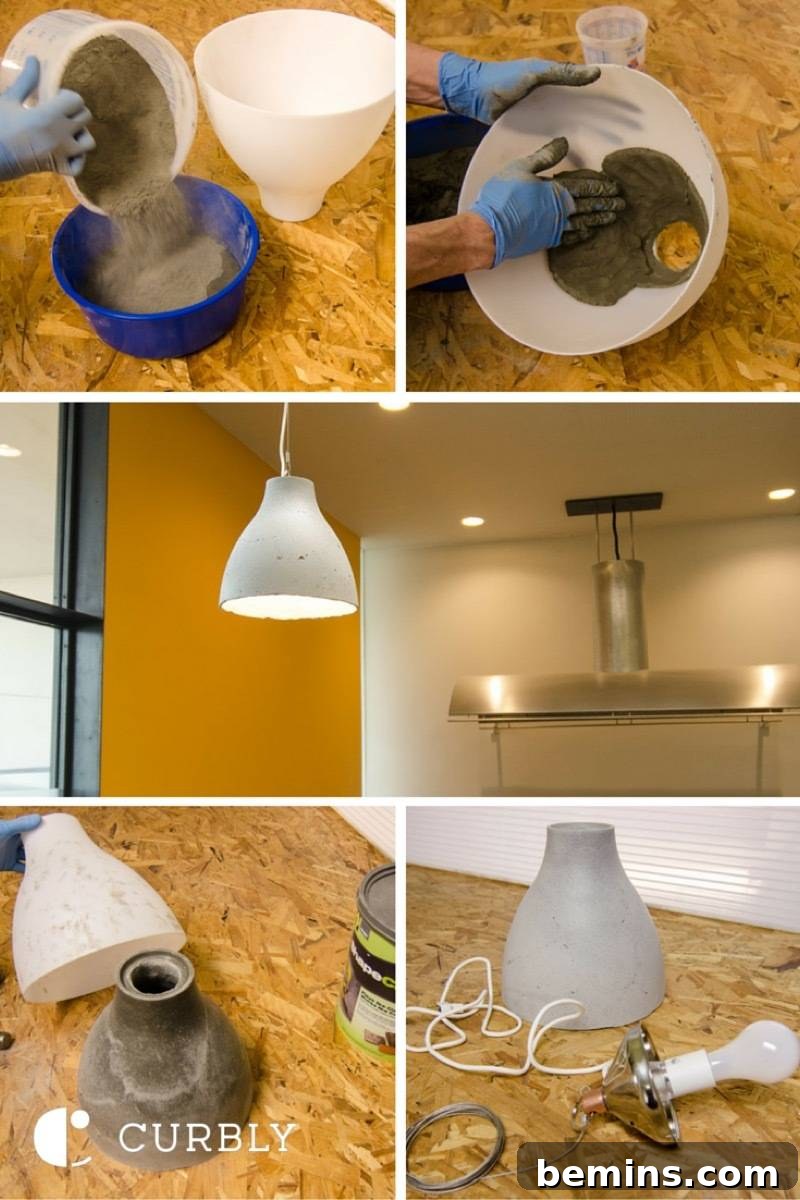 IKEA Upgrade: Crafting a Chic Concrete Pendant Light 35 IKEA hack concrete pendant lamp Pinterest image