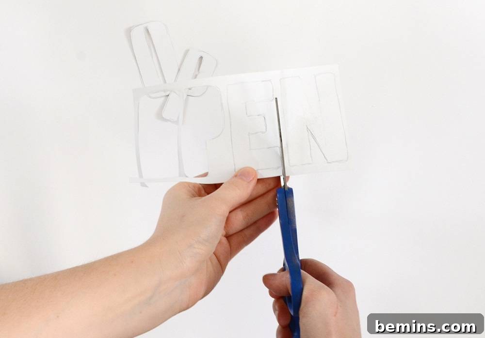 Cutting Out Lettering Stencil