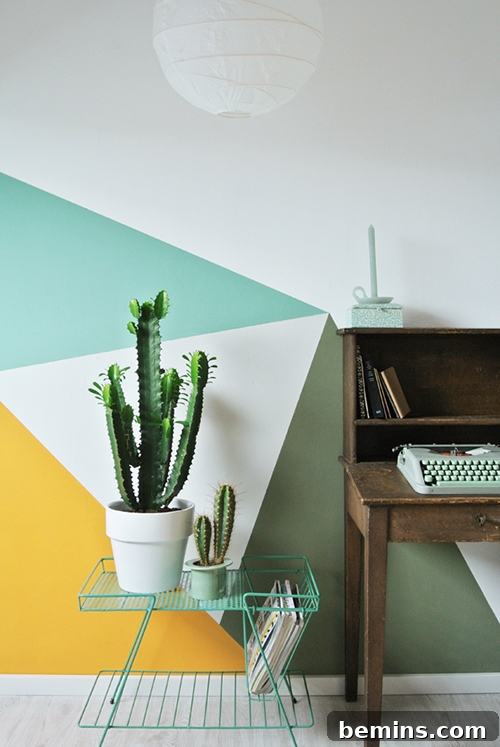 Workspace Featuring a Bold and Colorful Wall