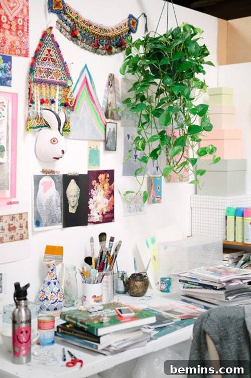 Inspirational Workspace with Curated Collection of Objects