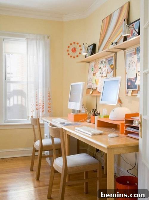 Bright and Cheery Workspace with Vibrant Colors and Natural Light