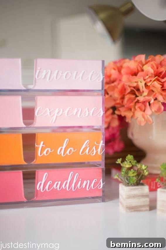 Desk De-Clutter: 10 Creative DIY Storage Solutions 6 Colorful Container Store Bins DIY Desk Storage