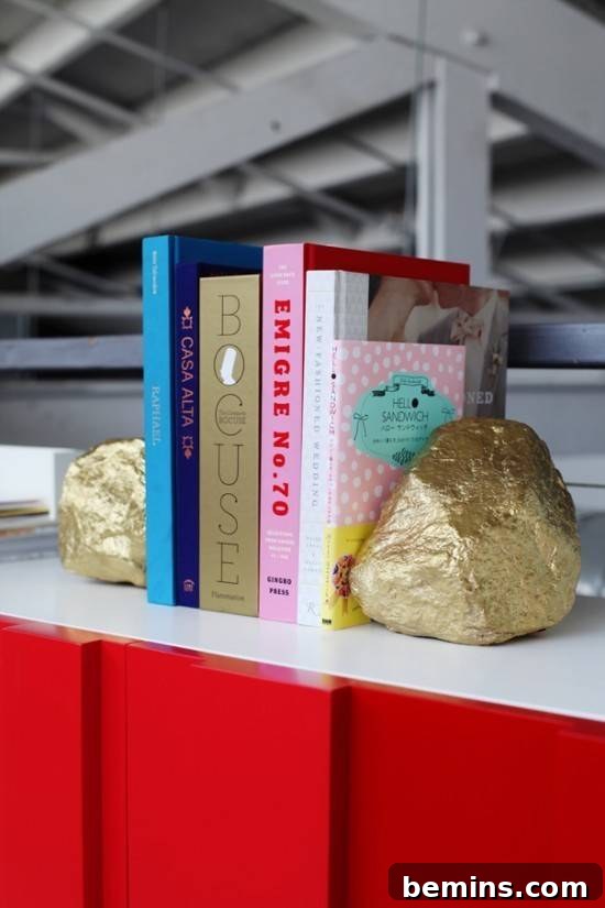 Desk De-Clutter: 10 Creative DIY Storage Solutions 7 Spray Painted Rock Bookends DIY Desk Storage