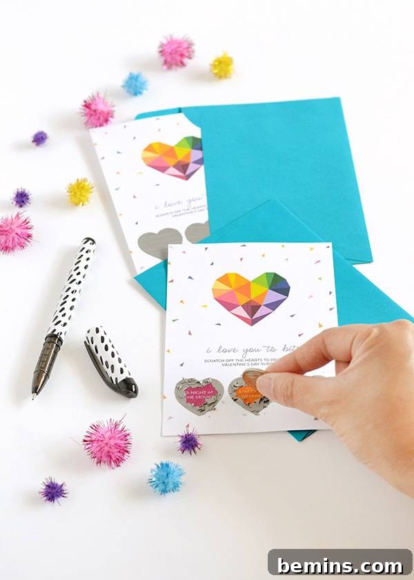 Crafting Personalized Valentine's Day Scratch-Off Cards 13 Finished DIY scratch-off Valentine's Day card in envelope
