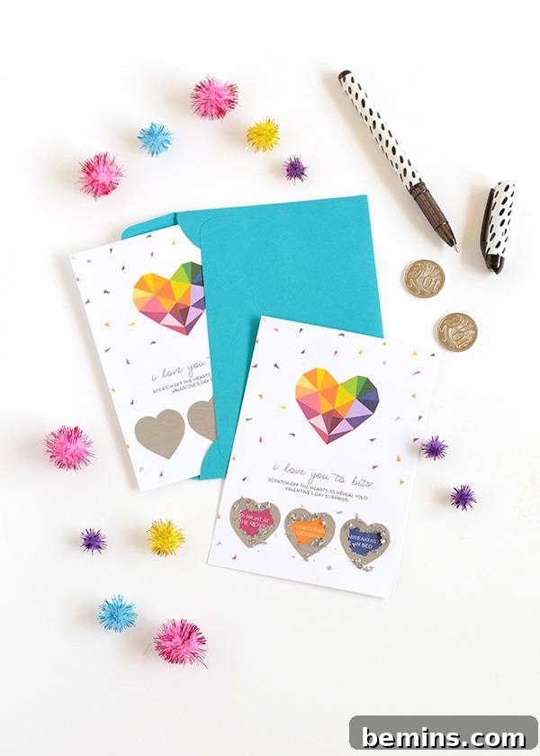Crafting Personalized Valentine's Day Scratch-Off Cards 14 Finished DIY scratch-off Valentine's Day card