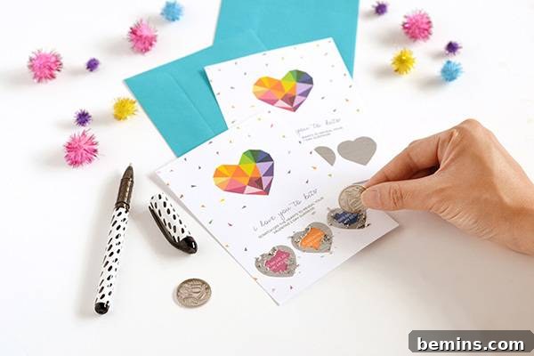 Crafting Personalized Valentine's Day Scratch-Off Cards 3 Surprise reveal of a DIY scratch-off Valentine's card