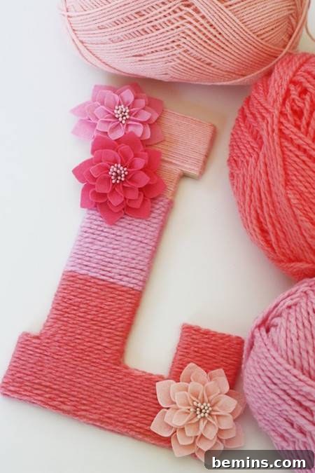 Ombre Yarn-Wrapped Monogram Letter