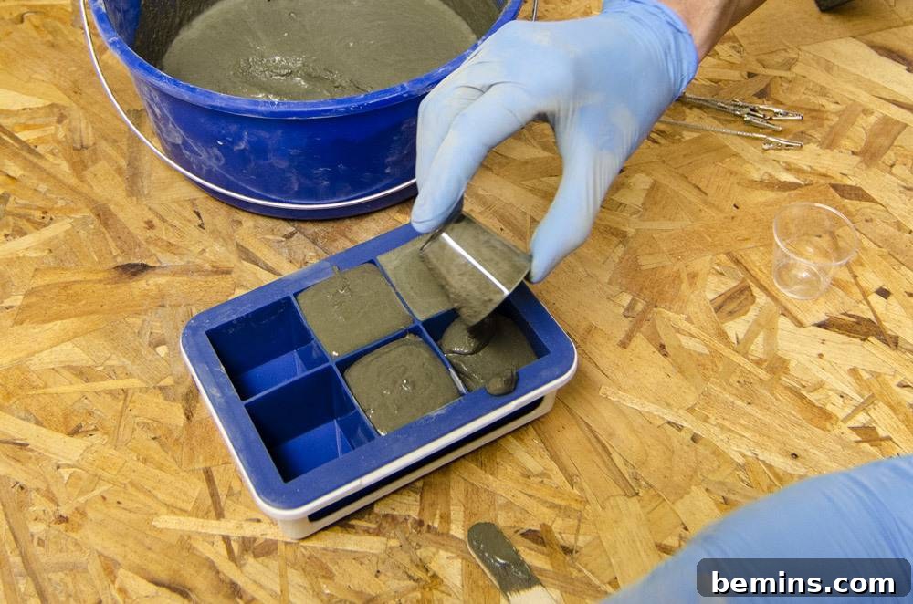 Pouring Cement into Mold