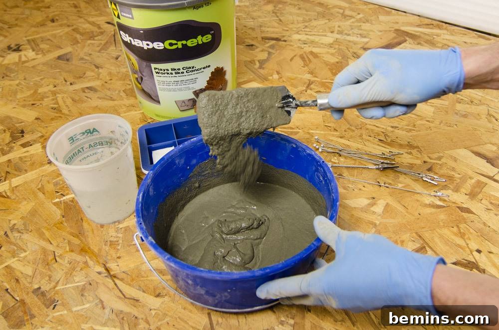 Mixing Concrete in a Bowl