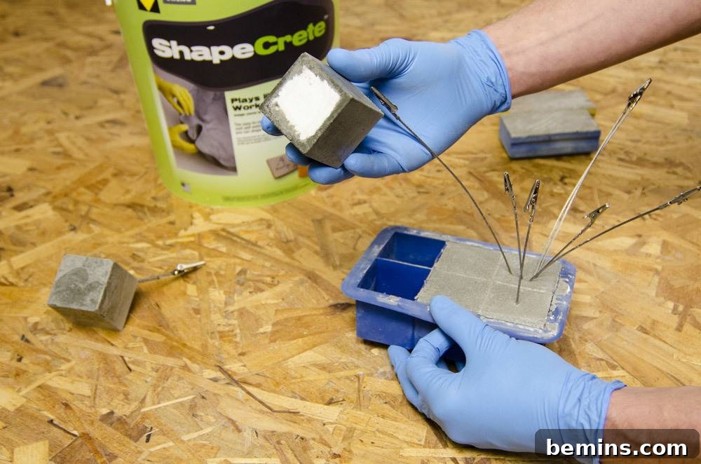 Removing Concrete Cubes from Mold
