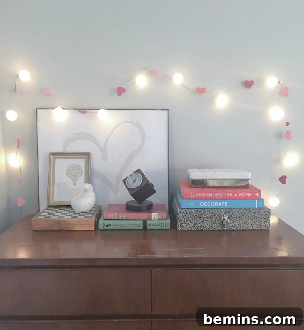Close up of Valentine's Lights