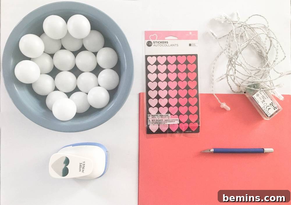 Materials for Valentine's String Lights