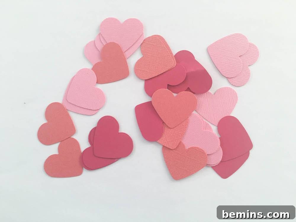 Cutting out heart shapes for Valentine's Lights