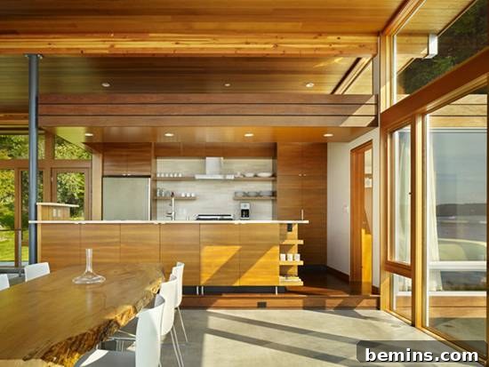 Vashon Cabin Interior with Tree Table