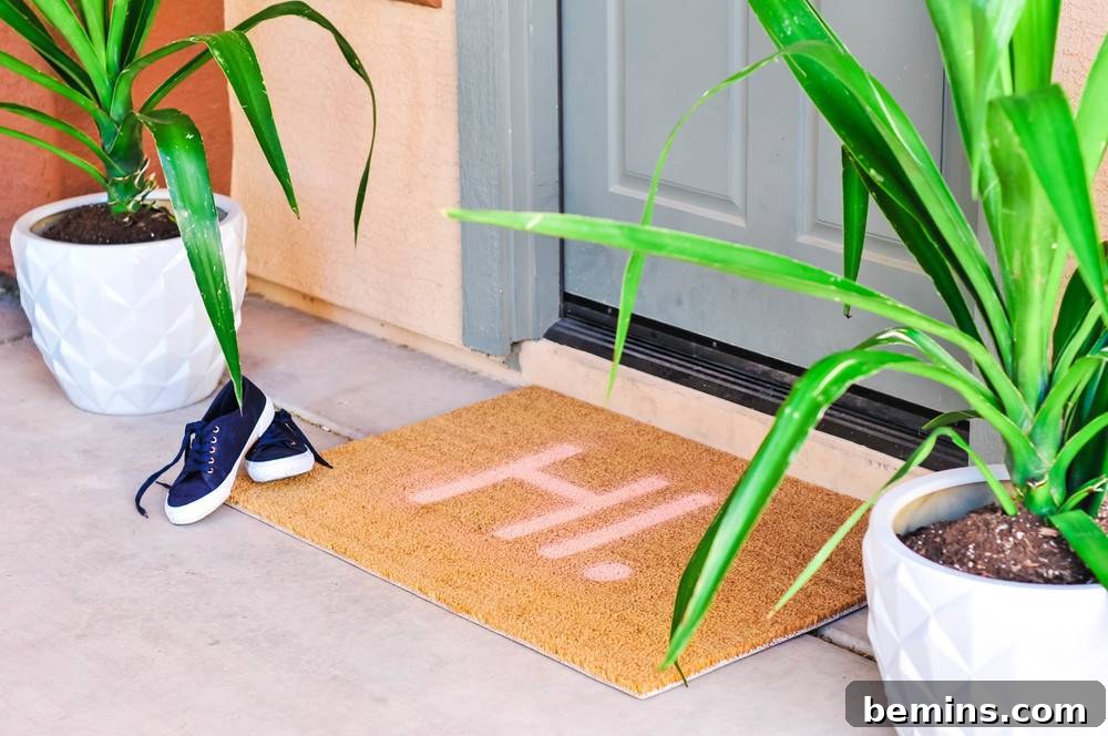 Patios and porches with spring vibes featuring plants and a doormat
