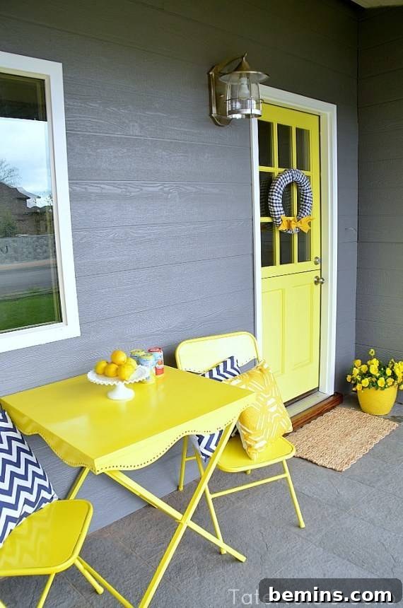 Patios with spring vibes featuring a decorated door